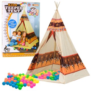 Namiot Tipi Indiański Baza Dla Dzieci + 60 Piłek 155 cm