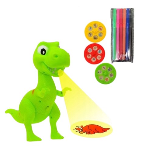 Projektor Dinozaur T-Rex Do Rysowania Malowania 18 Obrazków Pisaki 2w1