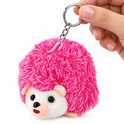 Pluszowy Jeż Zwierzątko Maskotka Brelok Do Kluczy Plecaka Kółko Różowy 9cm