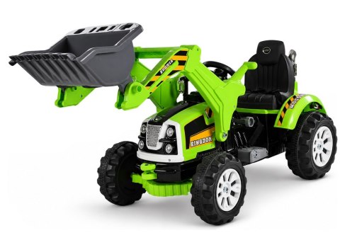 Traktor Koparko-Ładowarka Na Akumulator Dla Dzieci Z Ruchomą Łyżką Zielona
