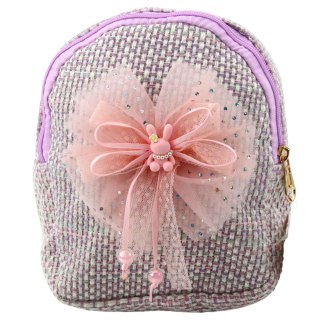 Plecak Dziecięcy Pleciony Kokarda Króliczek Fioletowy 21cm 2L
