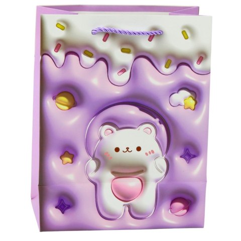 Torba Prezentowa Papierowa Miś Pastelowe Kolory 23 x 18 x 10,5 cm