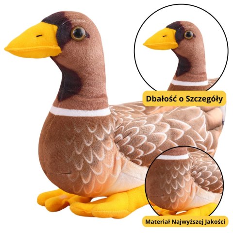Pluszowa Maskotka Przytulanka Kaczka Brązowo Żółta 28cm