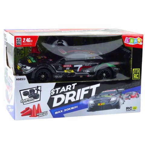 Samochód Wyścigowy Auto Do Driftu RC Czarny Karbon 30km/h 1:16