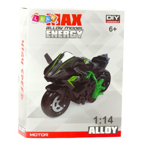 Motocykl Do Składania Skręcania Metal 1:14 DIY Zielono-Czerwony