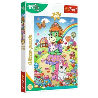 Puzzle - 100 - Rodzina Treflików - Brokatowe Trefliki - Trefl 14833