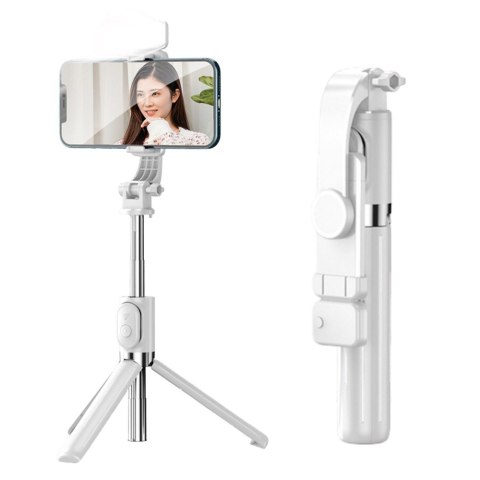 Selfie Stick Statyw Na Telefon Pilot Na Bluetooth Uchwyt ZS8 Biały