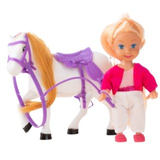Zestaw Mini Laleczka Z Koniem Strój Jeździecki Siodło