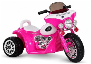 Motor na Akumulator Trójkołowy JT568 Policja Dla Dzieci LED Ciemnoróżowy