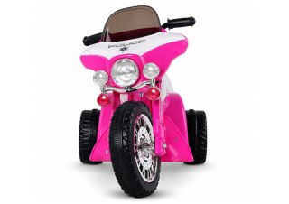 Motor na Akumulator Trójkołowy JT568 Policja Dla Dzieci LED Ciemnoróżowy