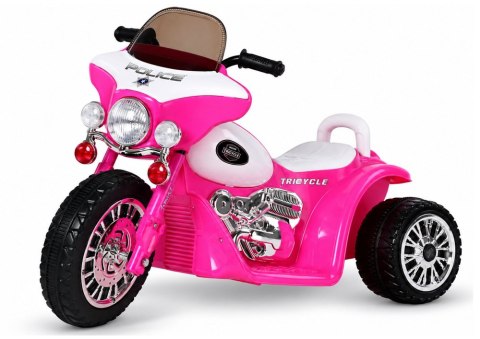 Motor na Akumulator Trójkołowy JT568 Policja Dla Dzieci LED Ciemnoróżowy