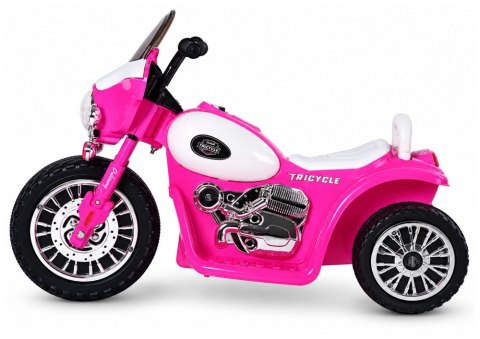 Motor na Akumulator Trójkołowy JT568 Policja Dla Dzieci LED Ciemnoróżowy