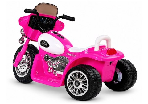 Motor na Akumulator Trójkołowy JT568 Policja Dla Dzieci LED Ciemnoróżowy