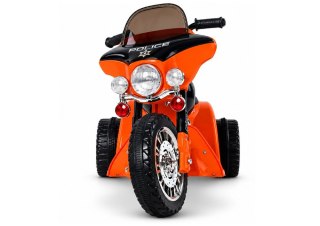 Motor na Akumulator Trójkołowy JT568 Policja Dla Dzieci LED Pomarańczowy