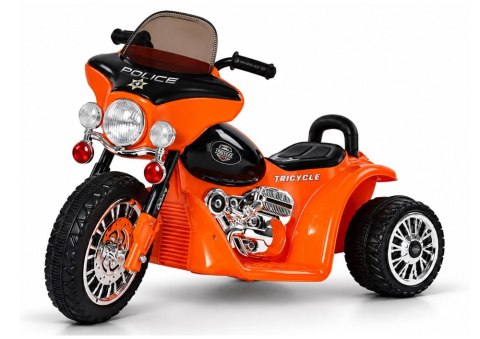 Motor na Akumulator Trójkołowy JT568 Policja Dla Dzieci LED Pomarańczowy