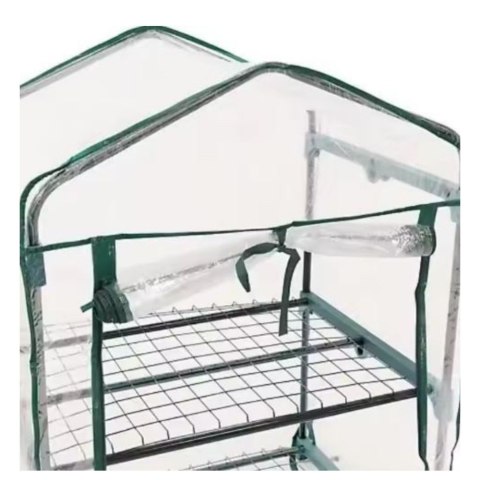 Mini Szklarnia Balkonowa Ogrodowa 4 Półki Metalowe Folia PVC 69 x 49 x 157cm