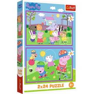 Puzzle - 2x24 - Peppa na placu zabaw - Świnka Peppa - Trefl 34435