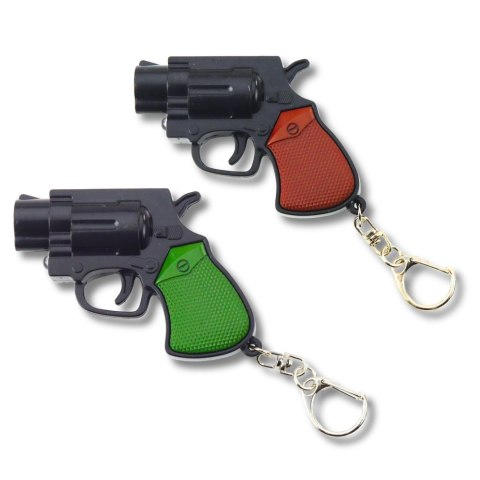Mini Pistolet Rewolwer Brelok Gadżet Światło LED Laser 6,5 cm