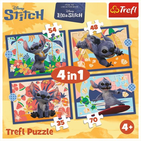 Puzzle - 4w1 (25, 48, 54, 70) - Wakacje na Hawajach - Disney Stitch - Trefl 34666