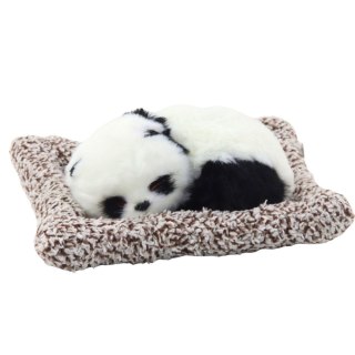Śpiąca Panda Na Poduszce Figurka z Futerkiem Przeźroczysta Torba