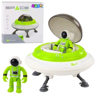 Statek Kosmiczny Ufo Figurka Astronauty Światła Dźwięki Zielony