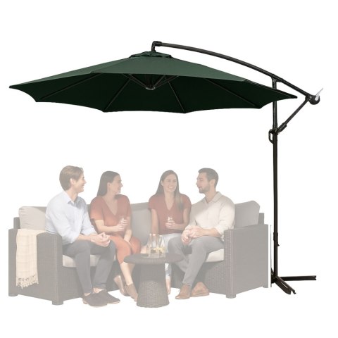 Parasol Ogrodowy Boczny Z Regulacją Pochyłu Pokrowiec 350 x 250cm Zielony