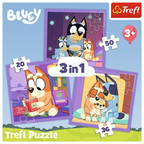 Puzzle - 3w1 (20, 36, 50) - Poznaj Bluey - Trefl 34895