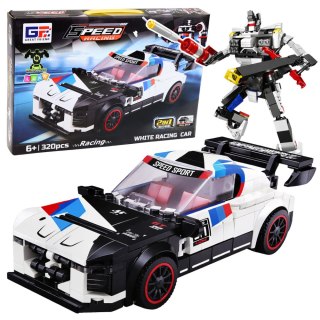 Klocki Konstrukcyjne Samochód Sportowy Robot 2W1 Biały 320 el.