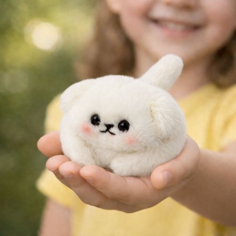 Pluszowy Biały Piesek z Kręcącym Ogonkiem Dźwięki Piszczenia Brelok 9 cm