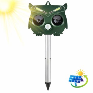 Solarny Odstraszacz Zwierząt Sowa Czujnik Ruchu Ultradźwięki Diody LED