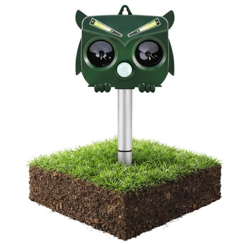 Solarny Odstraszacz Zwierząt Sowa Czujnik Ruchu Ultradźwięki Diody LED