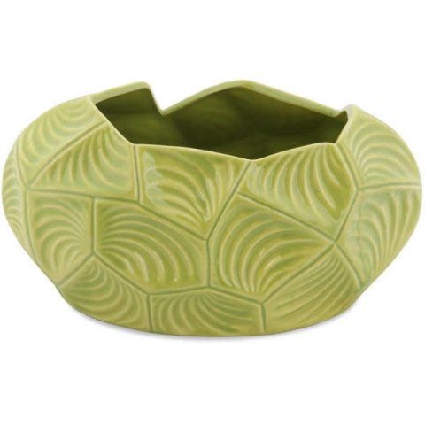 Zielony Wazon Ceramiczny Szeroki - Doniczka Dekoracyjna z Antypoślizgowymi Podkładkami