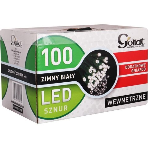 Lampki choinkowe 100 LED wewnętrzne zimny biały z dod. gniazdem