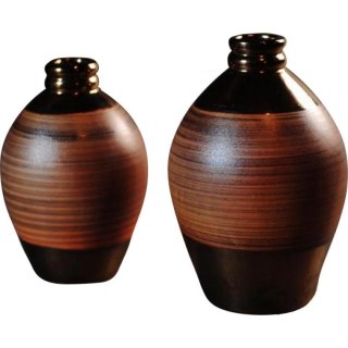 Wazon brązowy duży pękaty 17x17x24.5 cm