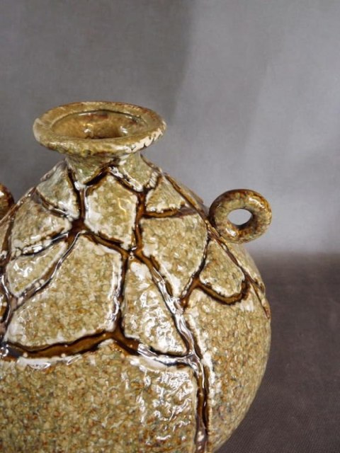 Wazon ceramiczny w kolorze miodowym 25x25 cm