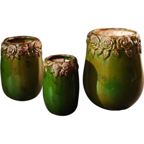 Zdobiony ceramiczny wazon w kolorze zielonego mchu 27x34,5 cm