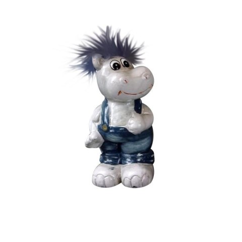 Ceramiczna stojący hipopotam z pierzastą czuprynką 9x4 cm