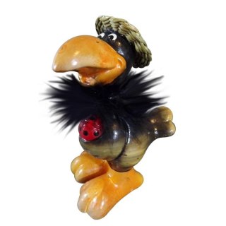 Czarny Kruk w Kapeluszu - Ceramiczna Figurka 13x9cm