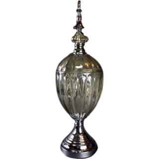 Elegancka Patera z Przydymionego Kryształu i Chromu 18x55cm z Antypoślizgowym Spodem (niższa z kolekcji)