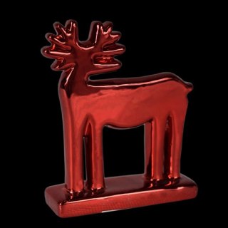 Czerwona Figurka Renifera Ceramicznego 11 cm