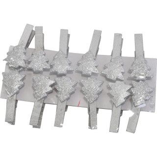 Komplet 12 choinek na klamerkach 5 cm