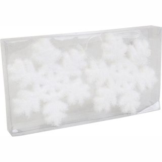Komplet 2 Białych Opalizujących Śnieżynek Styropianowych 11cm w Boxie PVC
