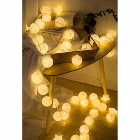 Kule świetlne, 10 LED, 6 cm, na baterie, bawełna, multikolor