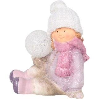 Figurka ceramiczna dziewczynka z kulą na baterię 17 cm