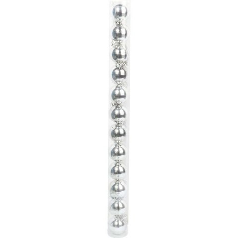 Komplet 12 bombek plastikowych w kolorze srebrnym 6 cm