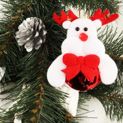 Pluszowy Renifer z Dzwoneczkiem - Zawieszka Biały 10cm
