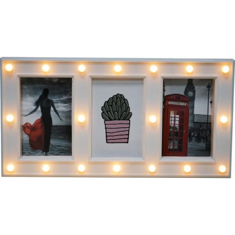 Biała Ramka Dekoracyjna z Podświetleniem LED 40x20cm
