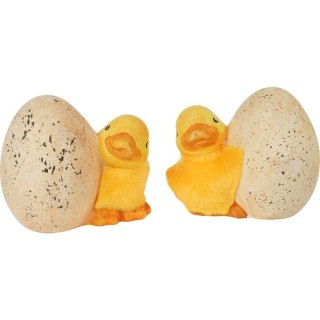 Ceramiczna Figurka Wielkanocna - Kaczka z Jajkiem z Futerkiem Po Lewej Stronie