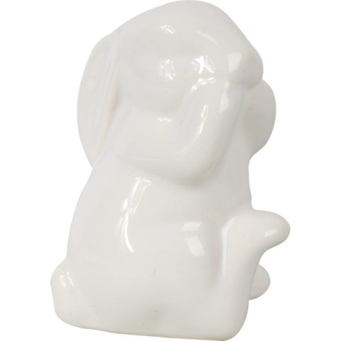 Figurka Dekoracyjna Świąteczny Zając z Białej Ceramiki 9.5x7 cm
