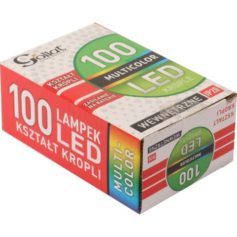 Łezki Choinkowe na Druciku 100 LED Multikolor, Zasilane Bateriami, Energooszczędne